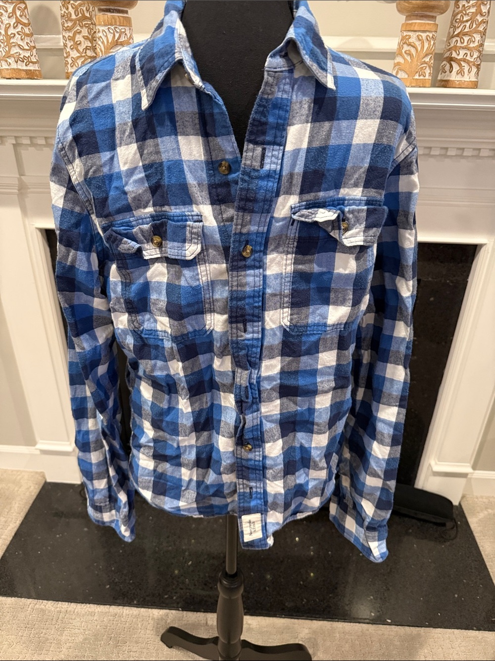 Abercrombie & Fitch Blue and White Plaid Shirt